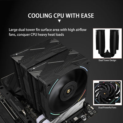 Thermalright Phantom Spirit 120 EVO CPU-Kühler, 7×6mm Heatpipes CPU-Luftkühler, Dual-PWM-Lüfter-Computerkühlung, 2150RPM Geschwindigkeit, für AMD AM4 AM5 / Intel 1700/1150/1151/1200/17XX/2011