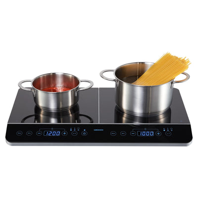 MEDION MD 15324 Doppel-Induktionskochplatte, 3500 Watt, Zwei Kochplatten, 10 Temperaturstufen, LED Display, schwarz
