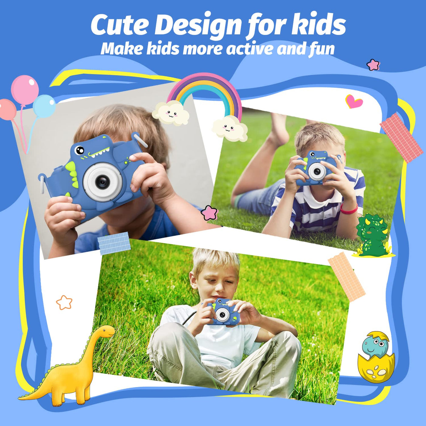 Neu Dinosaurier Kinderkamera, Weihnachten Geburtstag Geschenke für Mädchen Jungen Alter 3-12, 1080P HD Selfie Digital Video Kamera, Niedliche kleine Mädchen Geschenke Spielzeug für 3 4 5 6 Jahre