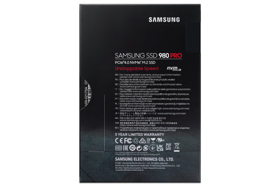 Samsung 980 PRO NVMe M.2 SSD, 2 TB, PCIe 4.0, 7.000 MB/s Lesen, 5.000 MB/s Schreiben, Interne SSD für Gaming und Videobearbeitung, MZ-V8P2T0BW