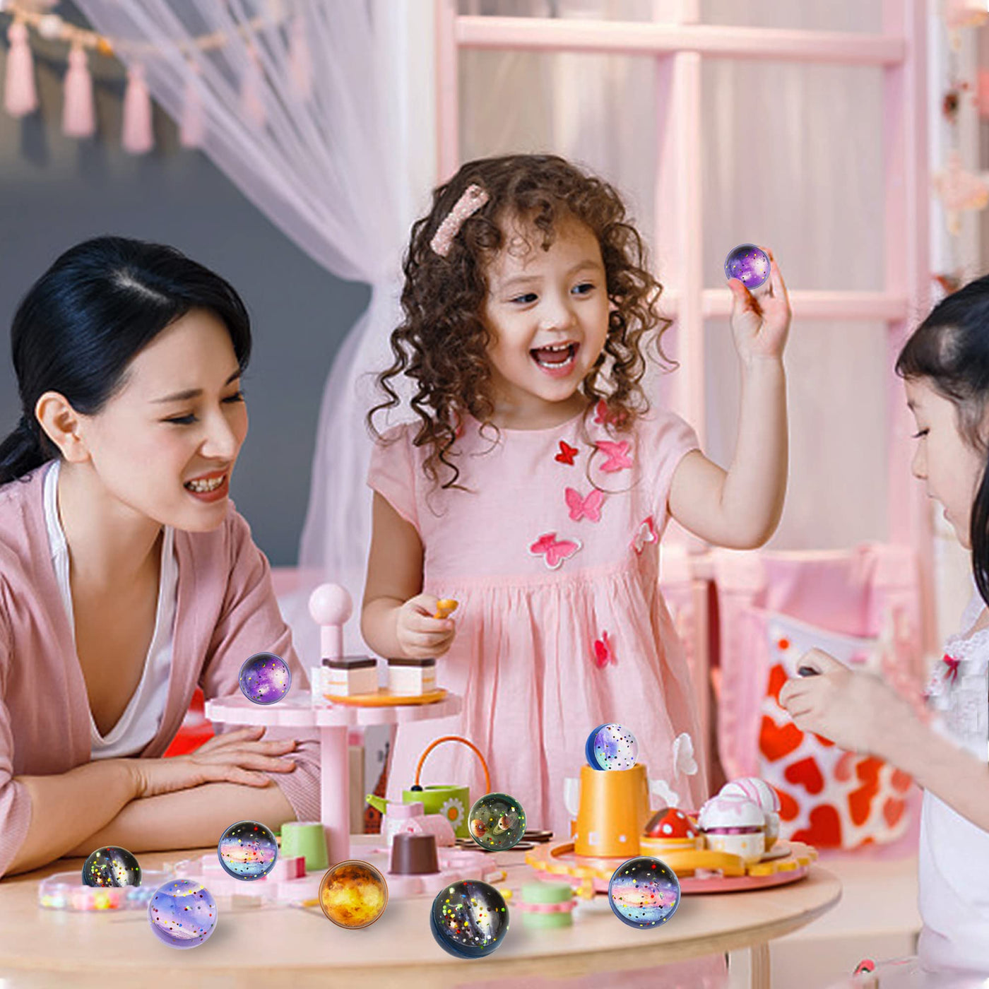 30 Stück Flummi Planeten, Flummies für Kinder, 32mm Flummis Kindergeburstag Mitgesbel Give aways Schultüte füllung Partygeschenke Gastgeschenk Gummiball Kinder Groß Set Pinata Adventskalender füllung