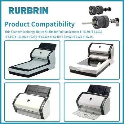 RURBRIN PA03540-0001 PA03540-0002 Bremswalze Pick Roller mit Schaft Scanner Teil passend für Fujitsu Fi-6130