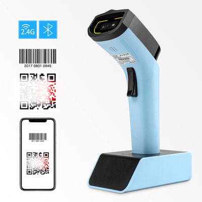 NETUM Bluetooth Wireless 2D Barcode Scanner Automatischer, freihändiger Barcodeleser mit Ladestation und integriertem Speicher, schnelles und präzises Scannen, Übertragungen bis zu 50 Meter - DS7500