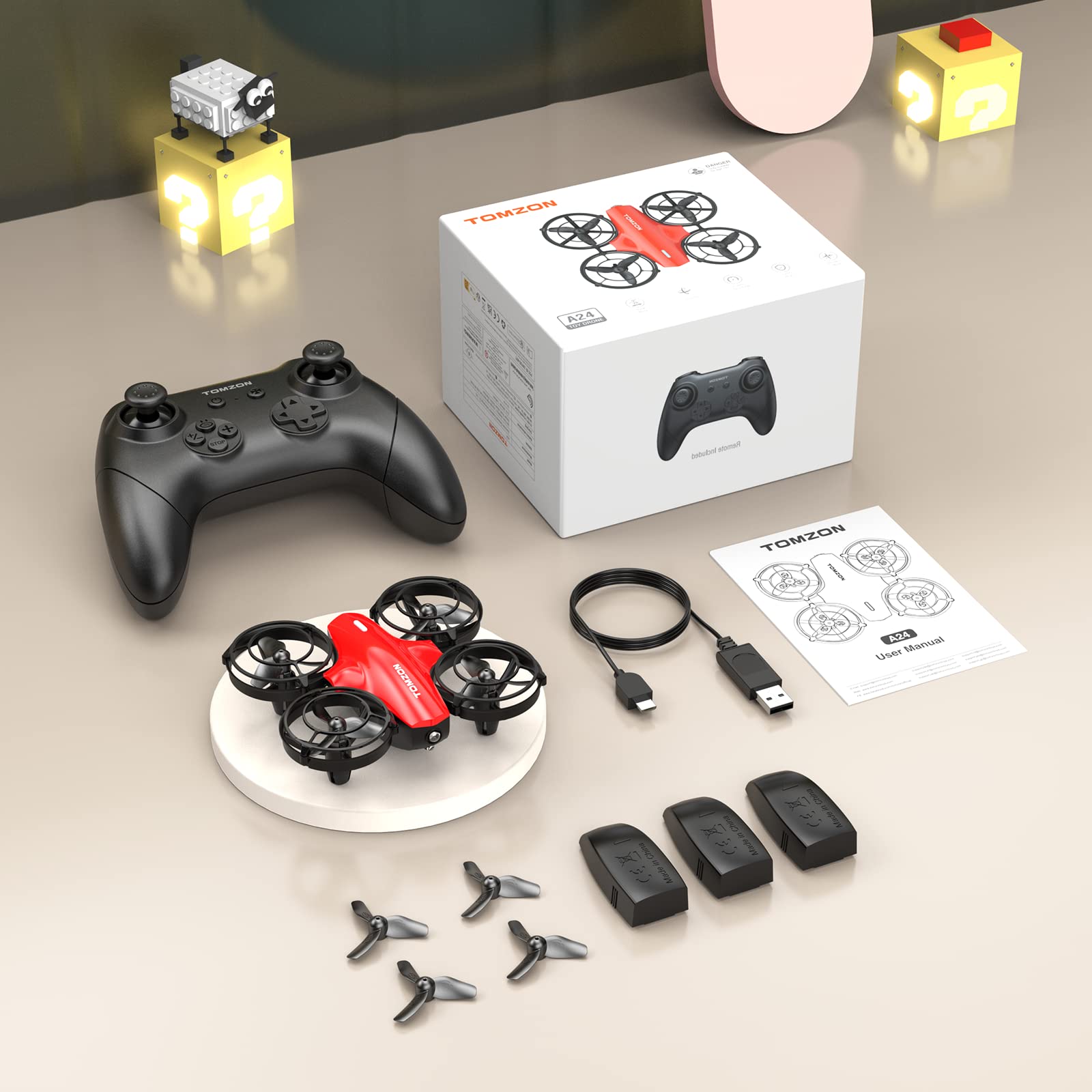 Tomzon mini Drohne für Kinder Anfänger RC Quadrocopter mit 24min Lange Flugzeit, Kampfdrohne mit Tomzon mini Drohne für Kinder Anfänger RC Quadrocopter mit 24min Lange Flugzeit, Kampfdrohne mit