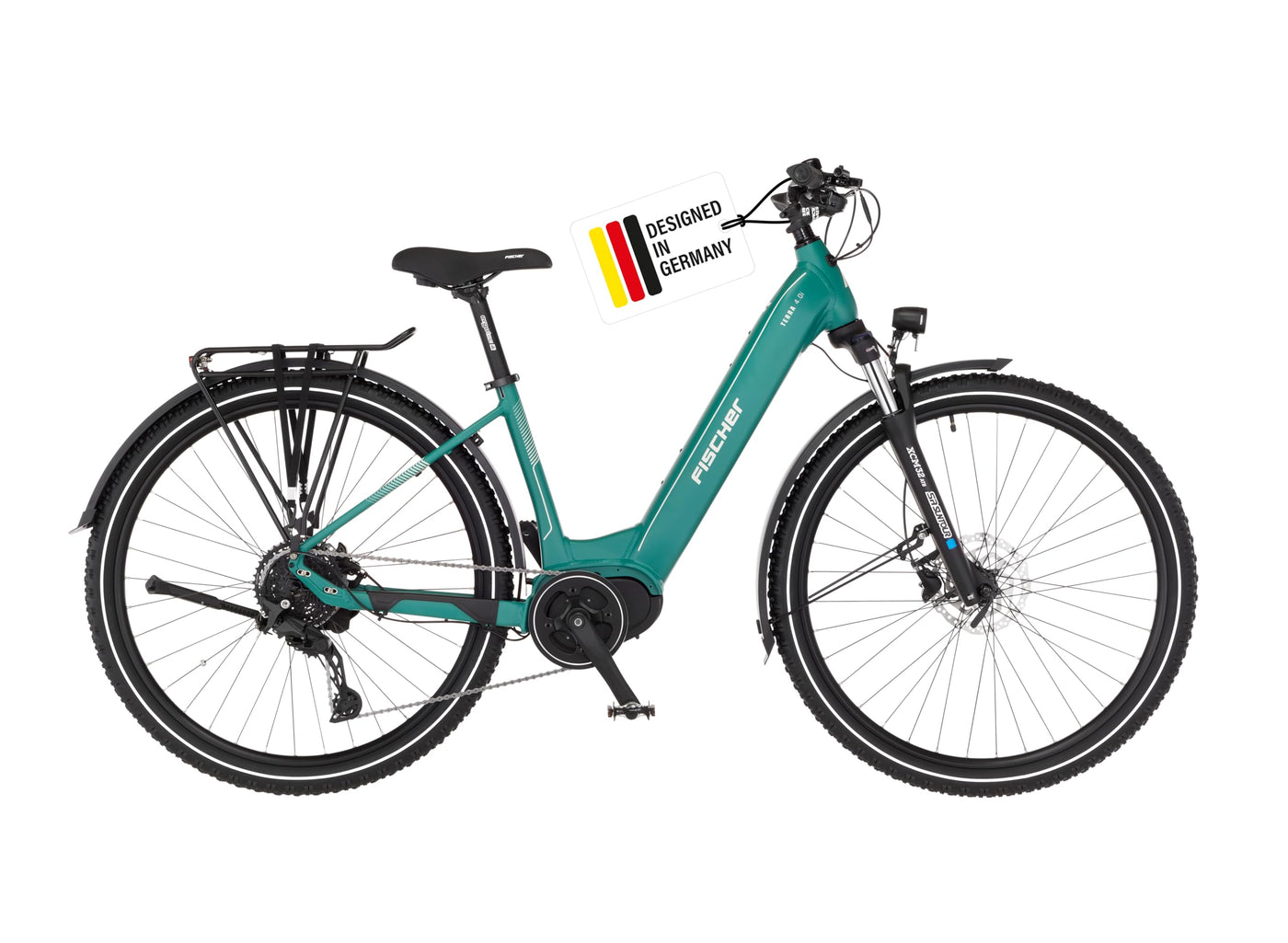 FISCHER E-Bike ATB Terra 4.0i Elektrofahrrad für Damen und Herren, RH 43, Mittelmotor 80, 36 V Akku, Adventure Green matt