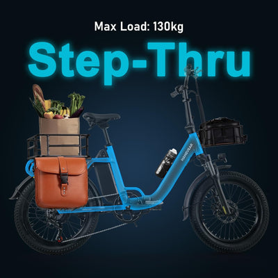 HANEVEAR H6-Light E Bike Klapprad, Elektrofahrräder mit Drehmomentsensor | 48V 14,5Ah Akku bis zu 120km+ | 55N.m 250W-Motor | 3.0'' Fat E-Bike, Off-Road Pedelec EBike Herren Damen (Grau Mit Frontkorb)