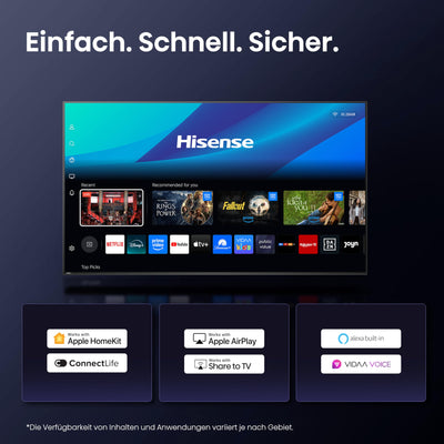 Hisense 50E7Q Fehrnseher, 50 Zoll, 4K QLED, Smart TV, Game Mode Plus, Filmaker Mode, Dolby Vision Atmos, HDR10, HLG, HDR Immersive, AI 4K Upscaler, Dolby MS12, DTS X, Sprachsteuerung [2025]
