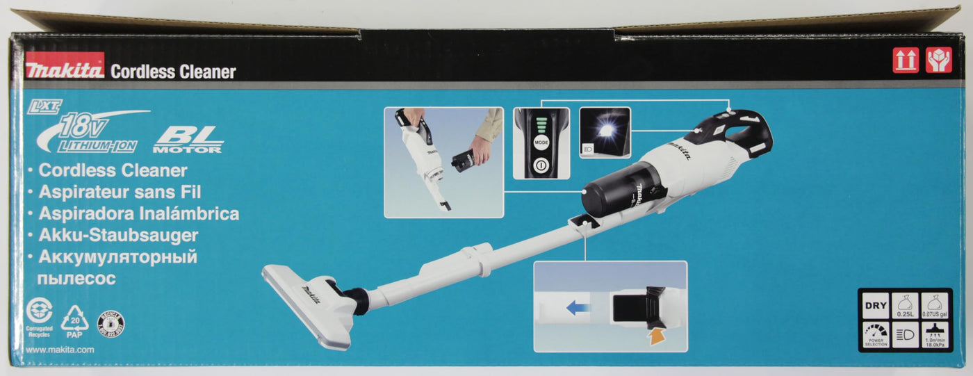 Makita DCL286FZW Akku-Staubsauger 18V mit Zykloneinheit (ohne Akku, ohne Ladegerät)