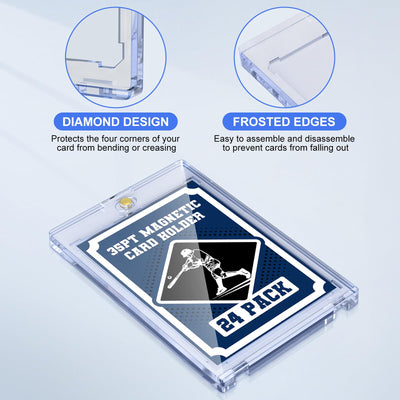 35pt Magnetic Card Holder Sammelkarten Hüllen UV-Schutz Kunststoff,24 Pack Baseball Karten Schützer Hartplastik für sammelbare Sport-Karten Acryl Display Kartenkoffer Fit 2.5x3.5in