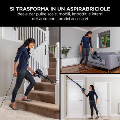 Shark Kabelstaubsauger mit Anti-Hair-Wrap-Technologie, flexibel für die Reinigung unter Möbeln, DuoClean-Staubsauger mit Fugen- und Polsterreinigungs-Aufsatz, 10m Netzkabel, Lila/Schwarz, HZ500EU