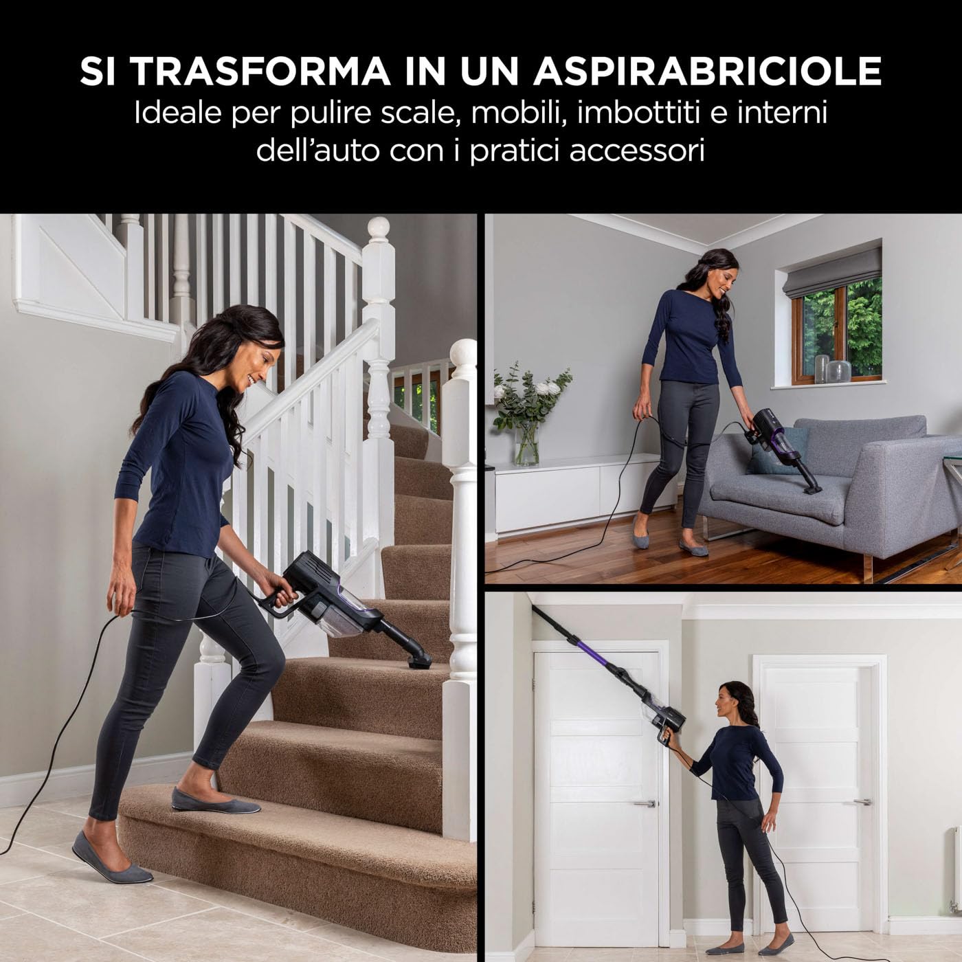 Shark Kabelstaubsauger mit Anti-Hair-Wrap-Technologie, flexibel für die Reinigung unter Möbeln, DuoClean-Staubsauger mit Fugen- und Polsterreinigungs-Aufsatz, 10m Netzkabel, Lila/Schwarz, HZ500EU