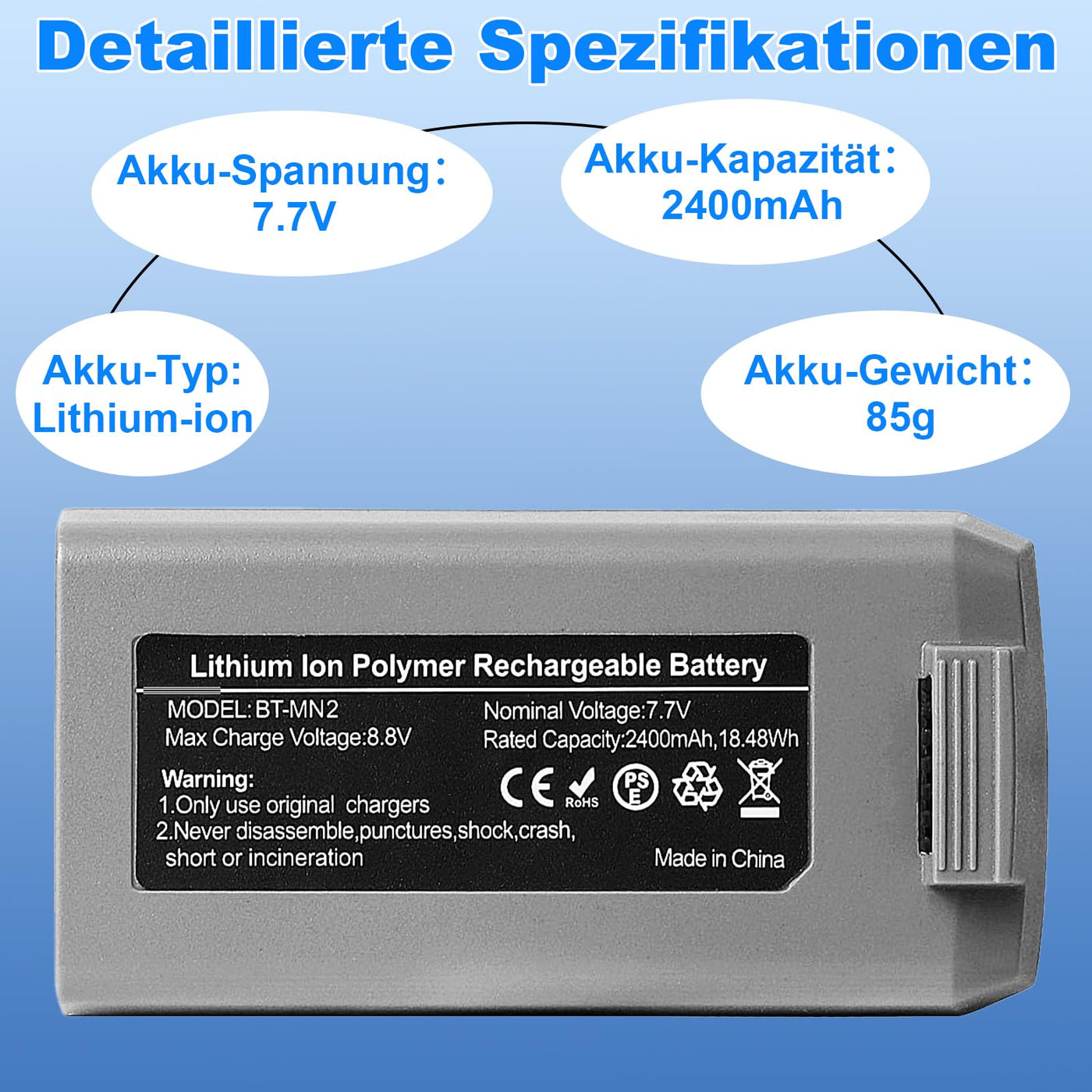 Dregin Mini 2 Akku, 2400mAh 7.7V Intelligent Flight Akku für DJI Mini 2 / SE / 2 SE / 4K Drohne