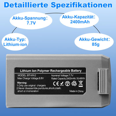 Dregin Mini 2 Akku, 2400mAh 7.7V Intelligent Flight Akku für DJI Mini 2 / SE / 2 SE / 4K Drohne