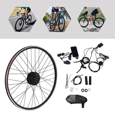 ACROSSPART 28"/29"/700C E-Bike Umbausatz, Elektrofahrrad Umbausatz Vorderrad 36V 250W, Ebike Vorderrad Umbausatz Kit mit LCD Funktion, V-Bremse/Scheibenbremse, Bürstenloser Motor Fahrrad Umbausatz