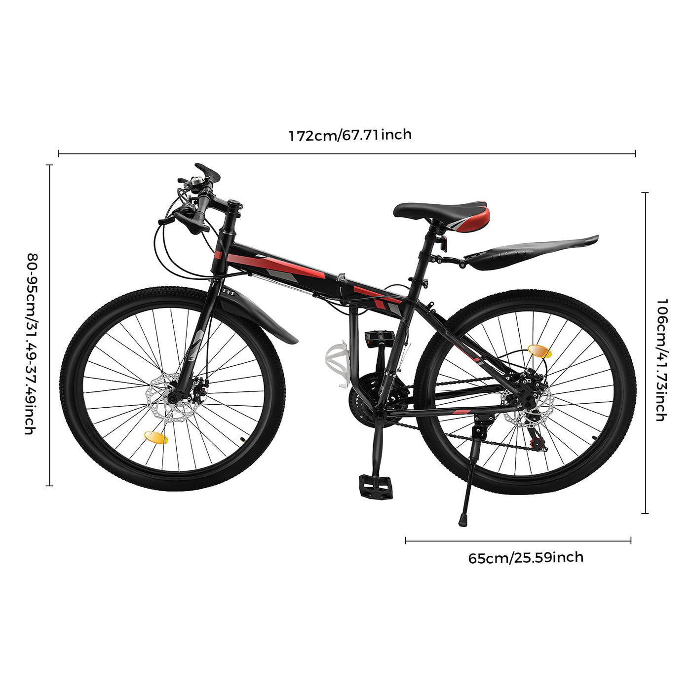 Owneed 26 Zoll Mountainbike, 21 Gänge Mountainbike, MTB, Hochfester Stahlrahmen Fahrrad, Erwachsene Falten für Erwachsene Männer Frauen, Erwachsene Damen Damen Fahrrad Herrenfahrrad