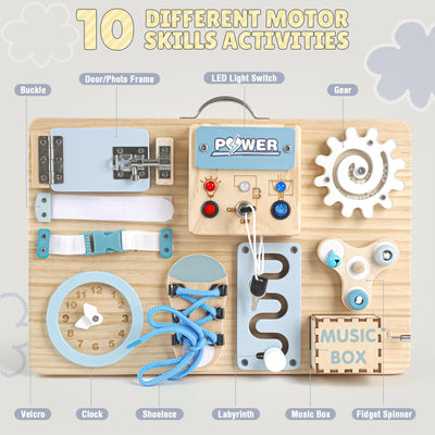 Joyreal LED Montessori Busy Board - Motorikbrett Monate Activity Board Motorikboard Montessori Spielzeug Brett Motorikspielzeug Sensorik Board