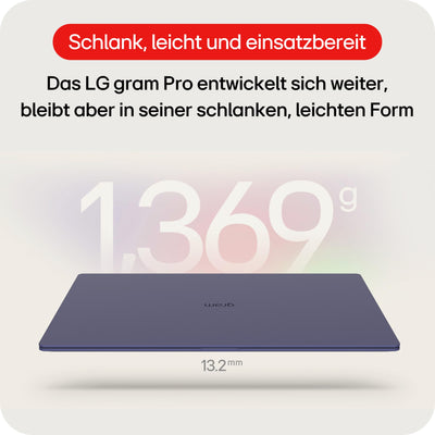 LG 2025 gram Pro Notebook 17 Zoll Laptop - Intel Core Ultra 7 (16GB RAM, 1TB SSD, Intel Arc Graphics, Windows 11 Home, Bluetooth 5.4, 2xThunderbold 4) - Schwarz