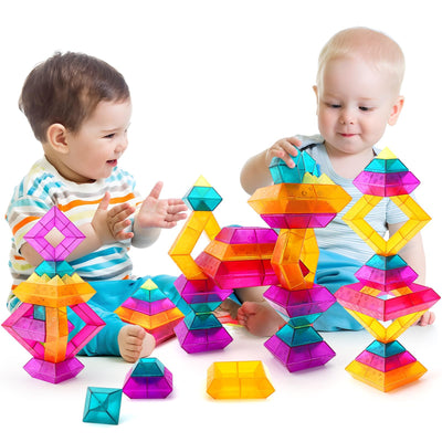 MAKE KIDS SMILE BUBBLE FUN Bausteine für Kleinkinder ab 2 3 4 5 6 Jahre,30 Stück Pyramide Stapelspielzeug,Farbige Blöcke Bauspielzeugsets STEM Spielzeug für Jungen und Mädchen