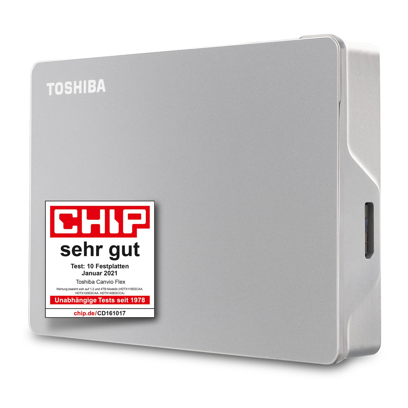 Toshiba 4TB Canvio Flex Portable External Hard Drive for Mac, Windows PC and Tablet use, compatible with most USB-C and USB-A devices, Silver (HDTX140ESCAA)