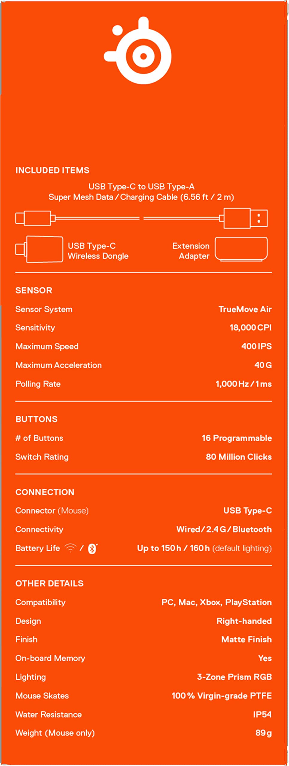 SteelSeries Aerox 9 Wireless - RGB Gaming-Mouse mit Öffnungen in der Oberfläche - Federleichtes, wasserabweisendes Design - 18 Tasten - Bluetooth/2,4 GHz – Optischer TrueMove Air-Sensor mit 18.000 DPI