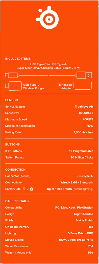 SteelSeries Aerox 9 Wireless - RGB Gaming-Mouse mit Öffnungen in der Oberfläche - Federleichtes, wasserabweisendes Design - 18 Tasten - Bluetooth/2,4 GHz – Optischer TrueMove Air-Sensor mit 18.000 DPI