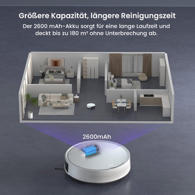 OKP Saugroboter, 5000Pa Staubsauger Roboter mit Präzise Entfernungsnavigation, 180Mins, HEPA-Filter, WLAN Roboterstaubsauger, Ideal für Tierhaare, Teppiche, Hartböden K5P