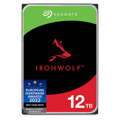 Seagate IronWolf, NAS interne Festplatte 12TB HDD, 3.5 Zoll, 7200 U/Min, CMR, 256 MB Cache, SATA 6GB/s, silber, FFP, inkl. 3 Jahre Rescue Service, Modell: ST12000VNZ008
