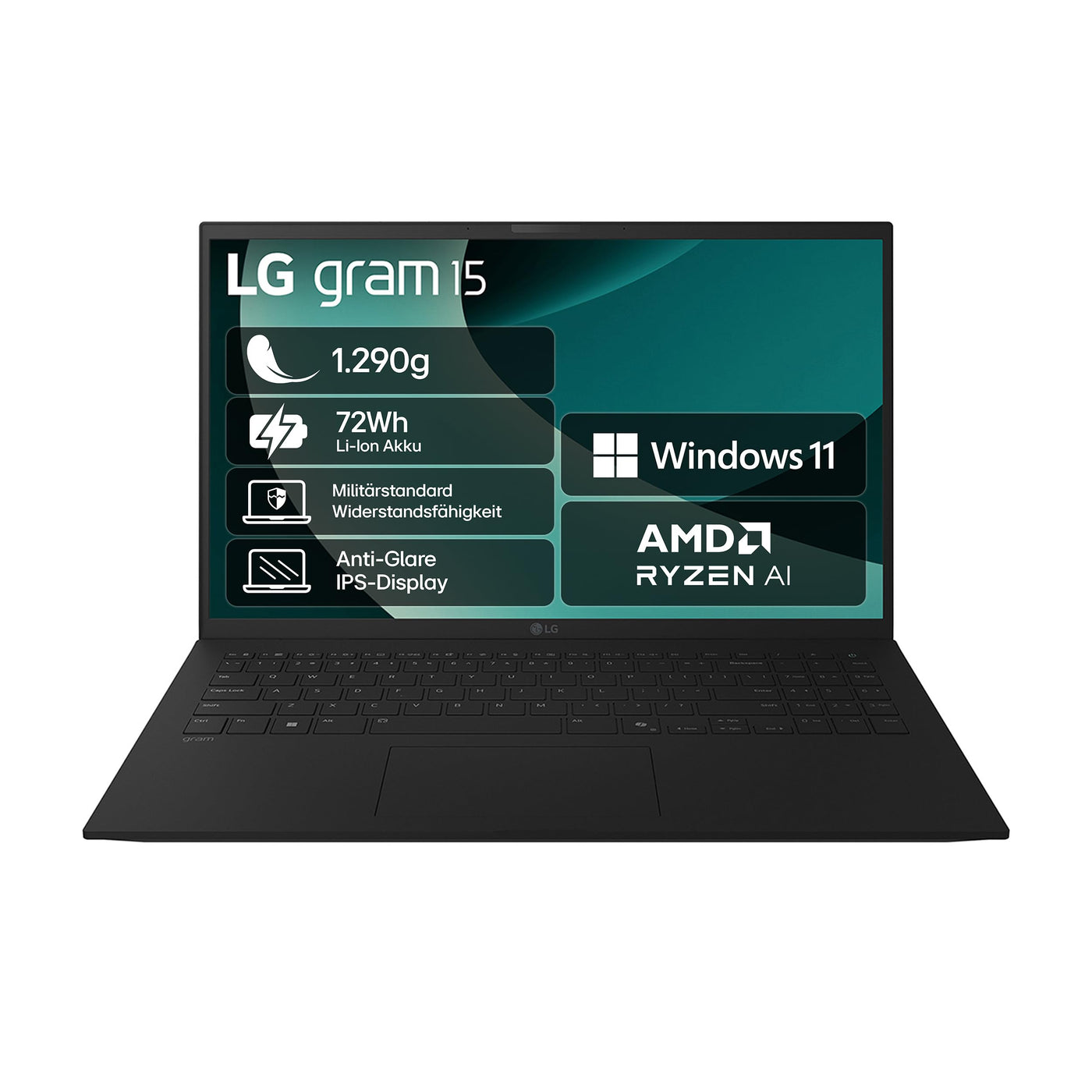 2025 LG gram Notebook 15 Zoll Laptop - AMD Ryzen AI 7 350 (16GB RAM, 512 GB Dual SSD, AMD Radeon 860M Graphics, Windows 11 Home, Bluetooth 5.3, Thunderbold 4) - Schwarz