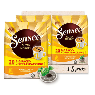 Senseo ® Pads Guten Morgen XL - Kaffee RA-zertifiziert - 5 Vorratspackungen x 20 Becherpads