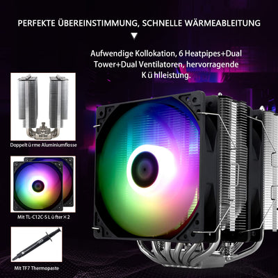 Thermalright Peerless Assassin 120 SE ARGB CPU-Luftkühler, 6 Heatpipes Kühler, Dual 120mm TL-C12C-S PWM Lüfter, Aluminium Kühlkörperabdeckung, AGHP, für AMD AM4/AM5 Intel 1700/1150/1151/1200