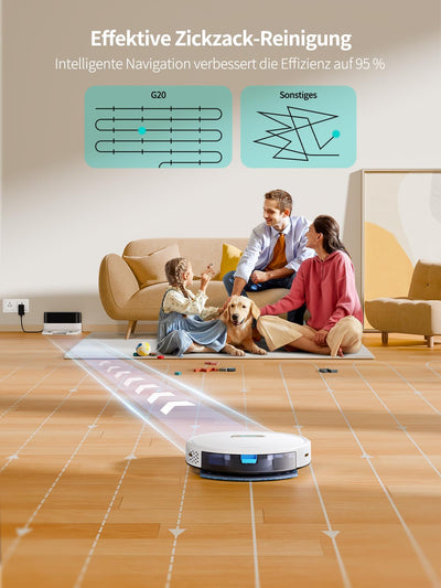 HONITURE Staubsauger Roboter, G20 Saugroboter mit Wischfunktion,4000Pa,Kehren Saugen Wischen 3 in 1 Roboterstaubsauger,Ideal für Tierhaare, Teppiche und Hartböden,Sprach- und Fernbedienungssteuerung