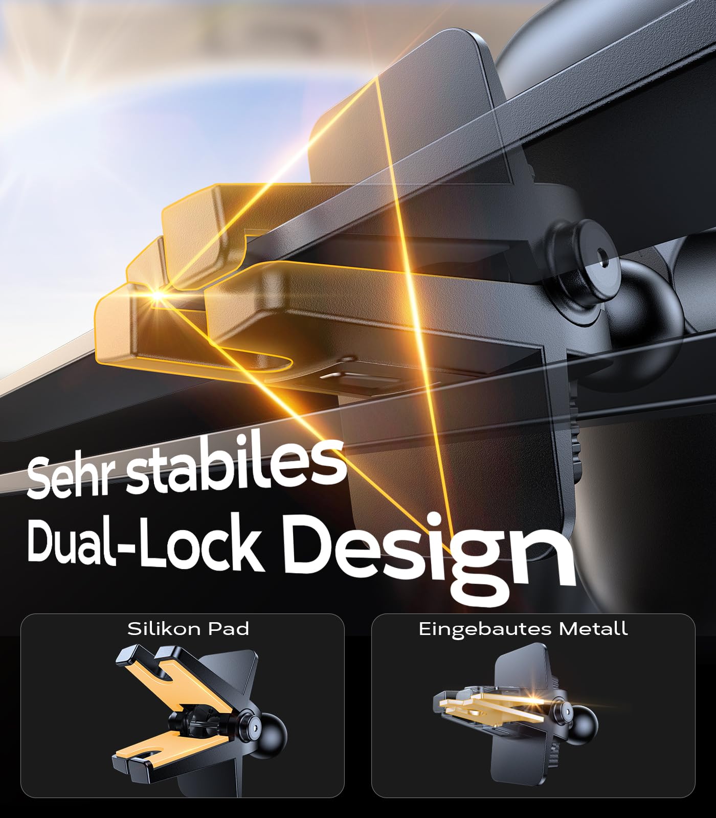 VICSEED 2025 Beste Militärische Handyhalterung Auto [20KG Starker Saugnapf &Metall-Lüftungsclip mit Doppelschloss]360°Drehbare KFZ Handy Halterung Auto Zubehör für iPhone 17 Pro Max Samsung S25 Ultra