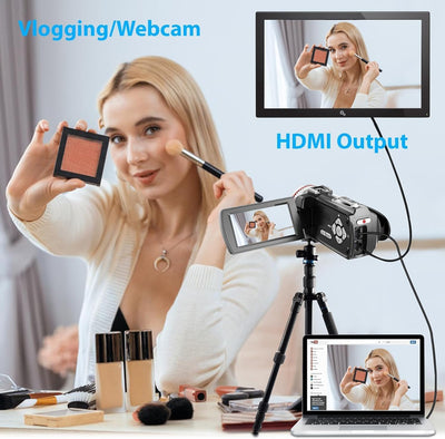 ZIMOCE Videokamera 4K Camcorder, 21X Digital Zoom Vlogging Kamera, 64MP Vlog Kamera für YouTube, 3.0'' 270°Drehbarer Screen Camcorder 4K mit 64 GB Karte, Externem Mikrofon, 2 Batterien