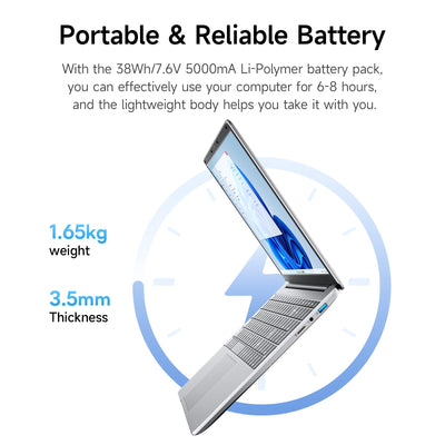 jumper laptop15,6 Zoll HD Display, 4 GB RAM 128 GB SSD, 5205U tragbarer PC-Prozessor, 38 Wh Akku, Zwei Stereo-Lautsprecher, Typ-C, USB3.0, Notebook inklusive 1 Jahr Office 365