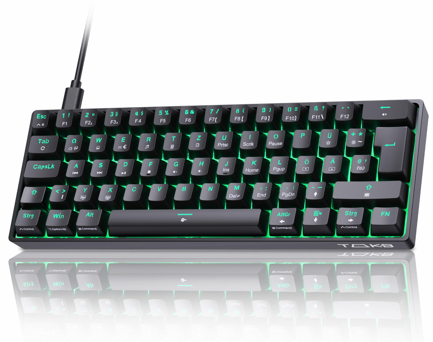 TMKB T61SE Gaming Mechanische Tastatur mit Deutsches QWERTZ Layout,Blauer Schalter,Schwarz