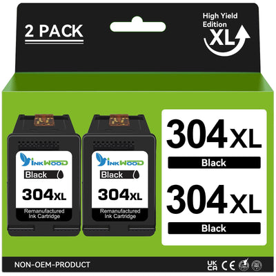 Inkwood 304 Druckerpatronen, 304 XL Schwarz Kompatibel für HP 304 Druckerpatronen, für HP Envy 5000 5030 5010 5032 5020 für HP DeskJet 2630 3750 3720 3762 2633 3730 2632 2620 3733 3735