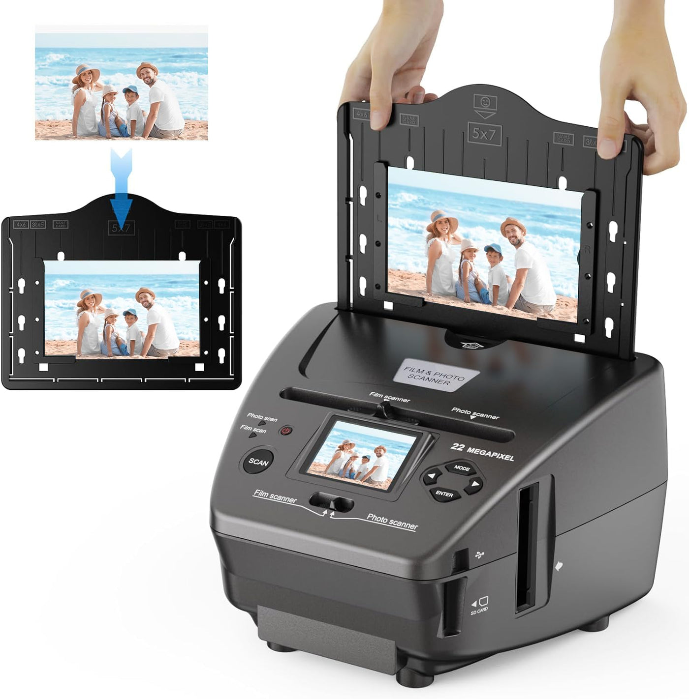 DigitPro Film- und Foto-Scanner mit 2,4-Zoll-LCD-Bildschirm, konvertiert 35 mm/135 Dias und Negativ-Film, Foto, Visitenkarte in 22 MP Digitale Bilder, Scanner-Photo-Slides-Negative-Digital