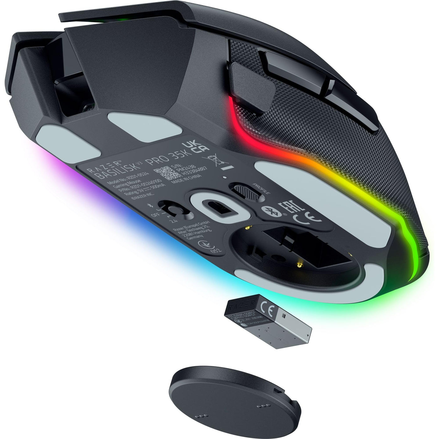 Razer Basilisk V3 Pro 35K - Vollständig anpassbare kabellose ergonomische Gaming-Maus mit Chroma RGB - 35K optischer Sensor (konfigurierbares Rad, 1K Hz Polling-Rate, 13 anpassbare Tasten) Schwarz