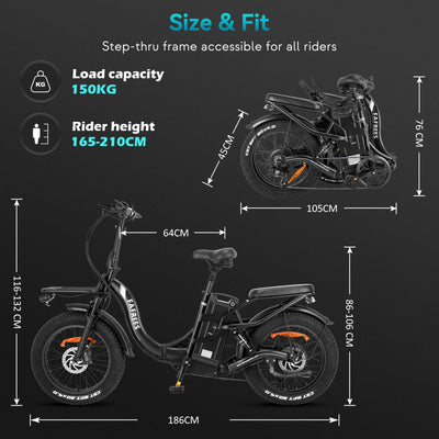Fafrees F20 X-MAX [ Offiziell ] E-Bike Herren 20 Zoll 48V 30Ah Akku Fatbike Ebike Klapprad, E Bike Damen Elektrobike Mountainbike Bremslicht 65N.m, Elektrofahrrad Fahrrad 150kg