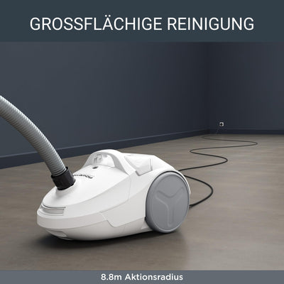 Rowenta Compact Power Staubsauger mit Beutel, Niedriger Energieverbrauch, 900 Watt, 3 Liter Staubbeutel, Langes Kabel, Weiß, RO3927EA