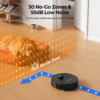 BPMIO Saugroboter mit Absaugstation 3-1, 5000Pa Staubsauger Roboter mit Wischfunktion, 55 dB Roboterstaubsauger mit WiFi/App/Alexa, 150 Min Laufzeit, APP Steuerung, 30 No-Go Zonen (B15 Plus)