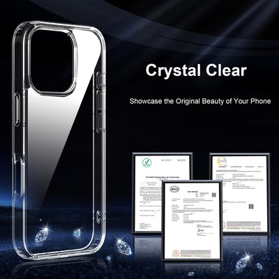QHOHQ 5-in-1-Set für iPhone 16 Pro Hülle [Nie Vergilbung] + 2X Schutzfolie + 2X Kamera Schutzhülle, Militärstandard Rundumschutz Handyhülle Case, Stoßfest, Anti-Kratzt, Klar