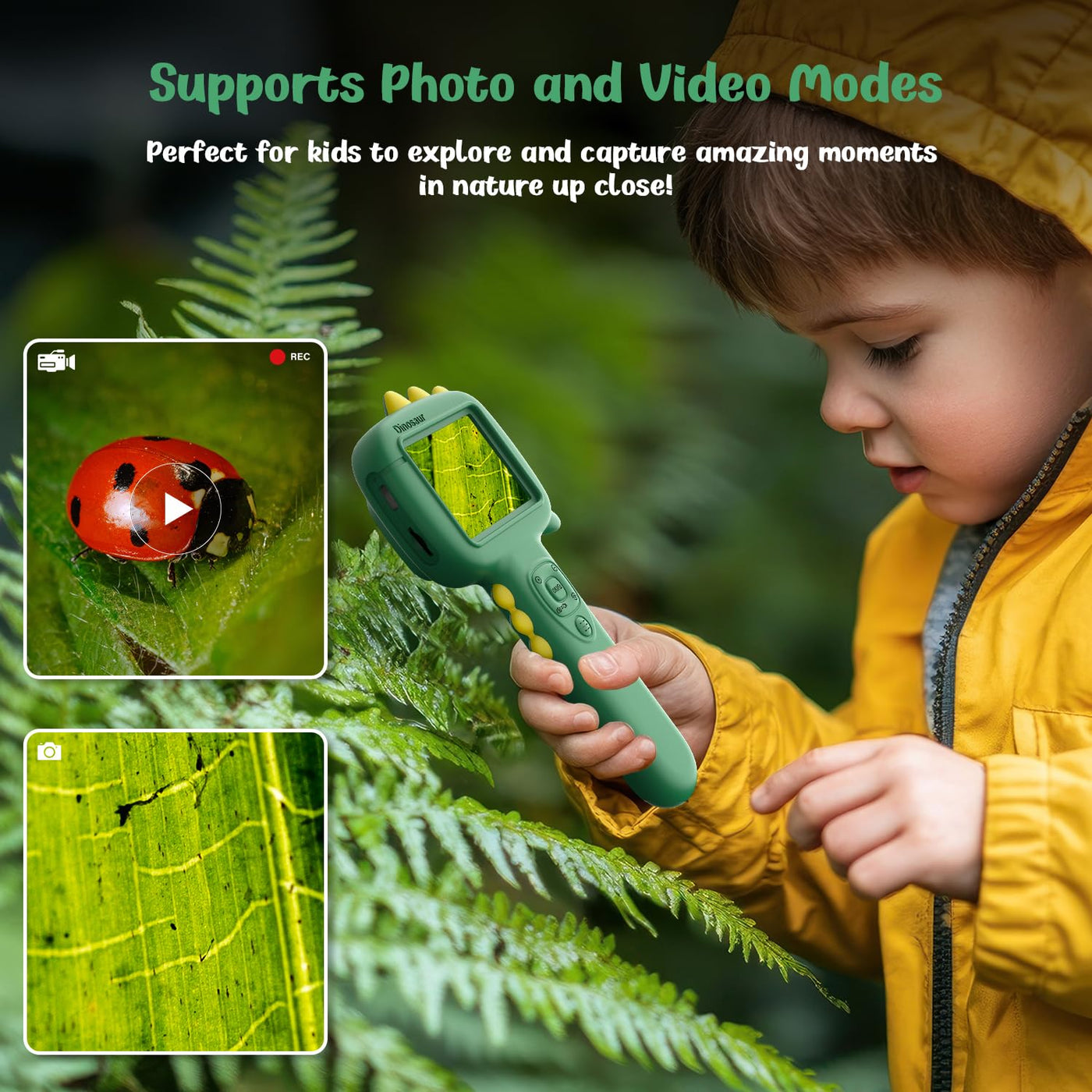 Mikroskop für Kinder, Thinkaroo 2-in-1-Funktion Tragbares Taschenmikroskop und Kamera, 2,4" IPS-Bildschirm USB Microscope, Mini-Mikroskop Draussen ab 3-12 Jahren Jungen und Mädchen