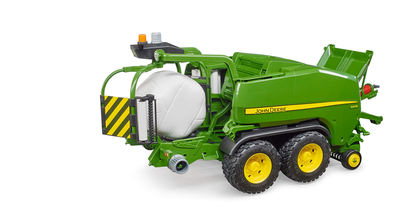 bruder 02032 - John Deere Rundballen-Presswickelkombination C441R - 1:16 Bauernhof, Landwirtschaft, Traktor, Anhänger, Erntemaschine, Pressewickler, Mähdrescher Zubehör, grün