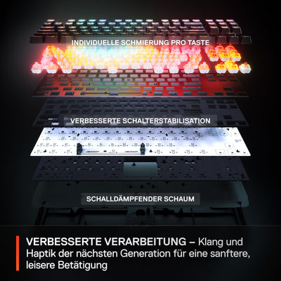 SteelSeries Apex Pro TKL Wireless Gen 3 - HyperMagnetic Gaming-Tastatur - OmniPoint 3.0 Switches - Anpassbares Ansprechverhalten - Sofort einsetzbare Presets - Rapid Tap/SOCD - OLED - DE QWERTZ Layout