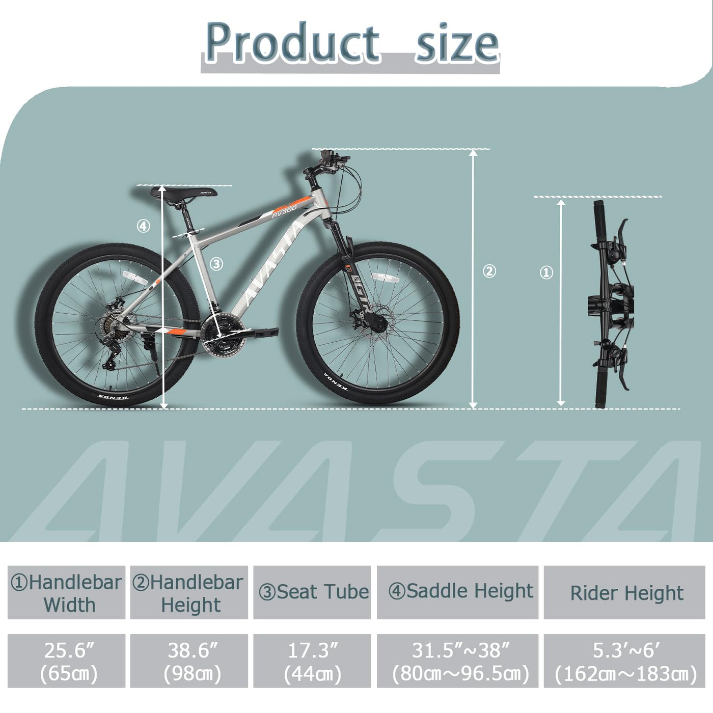 AVASTA AV300 26 Zoll Mountainbike MTB Pendlerrad Leichter Aluminiumrahmen 21 Gang Schaltung Vorderradfederung Scheibenbremsen vorne und hinten, Grau