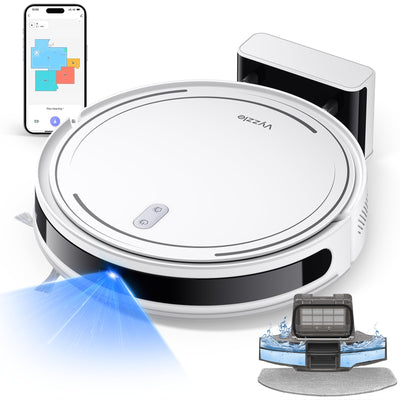 Vyzzle Saugroboter mit Wischfunktion, ultradünner Saugroboter mit LDS Navigation, 5000Pa Staubsauger Roboter D10, App/Alexa, Ideal für Tierhaare, Teppich, Hartboden