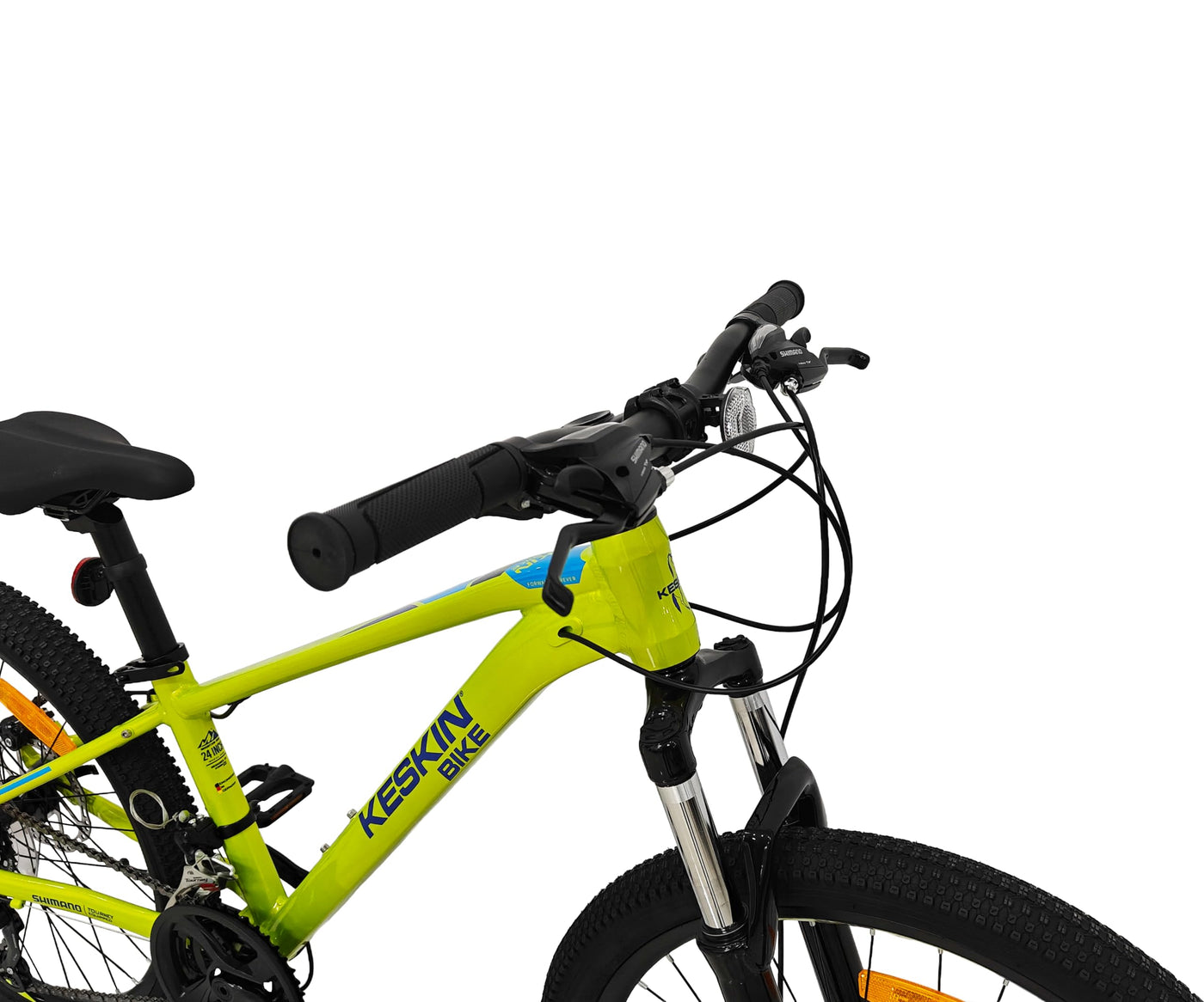 Keskin HT MTB1 24" Kinder Mountainbike – 21-Gang, 2.35" Luftreifen, Scheibenbremsen, Aluminiumrahmen, Neongrün