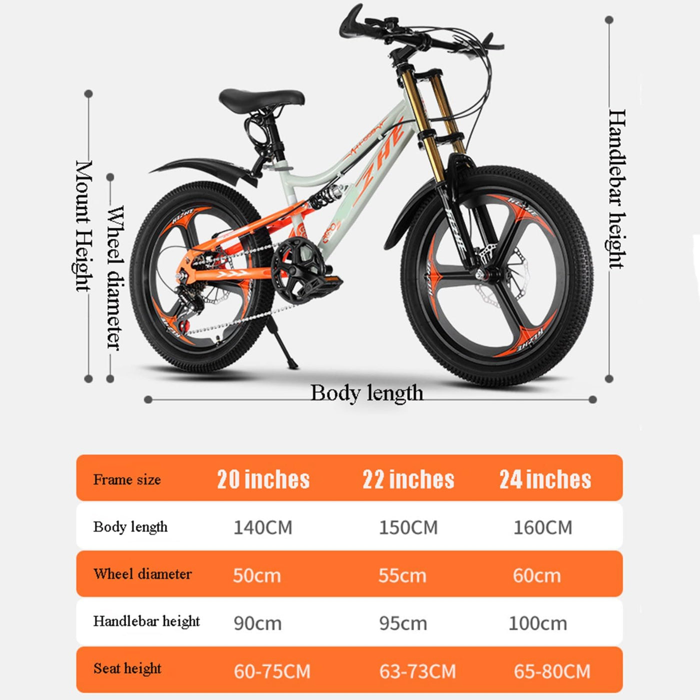 Mountainbike 24 Zoll Integriertes Rad 6 Gang Doppelscheibenbremse Doppelte Stoßdämpfung Geeignet für Kinder und Jugendliche A,22 inch