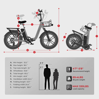 SAMEBIKE E Bike Herren mit 48V 13Ah Batterie, 20 * 4.0 Zoll, 7-Gang Getriebe mit LCD-Display, 250W Motor & 25km/h, Reichweite bis zu 120km